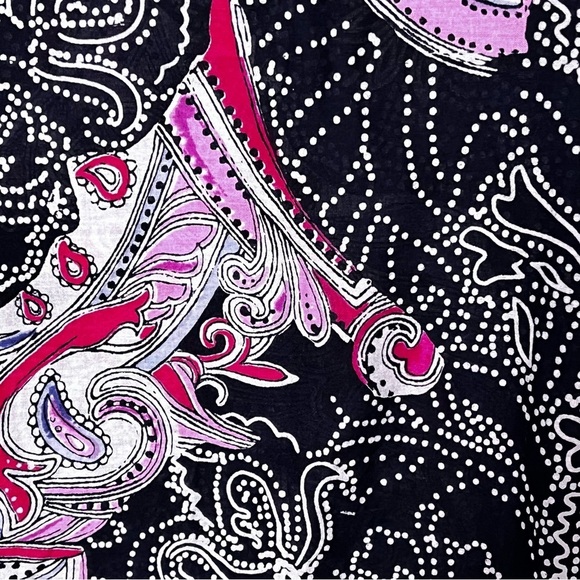 Lucky Brand | Purple Black Boho Paisley Split Neck Cotton Tunic Top, Medium - Picture 2 of 6